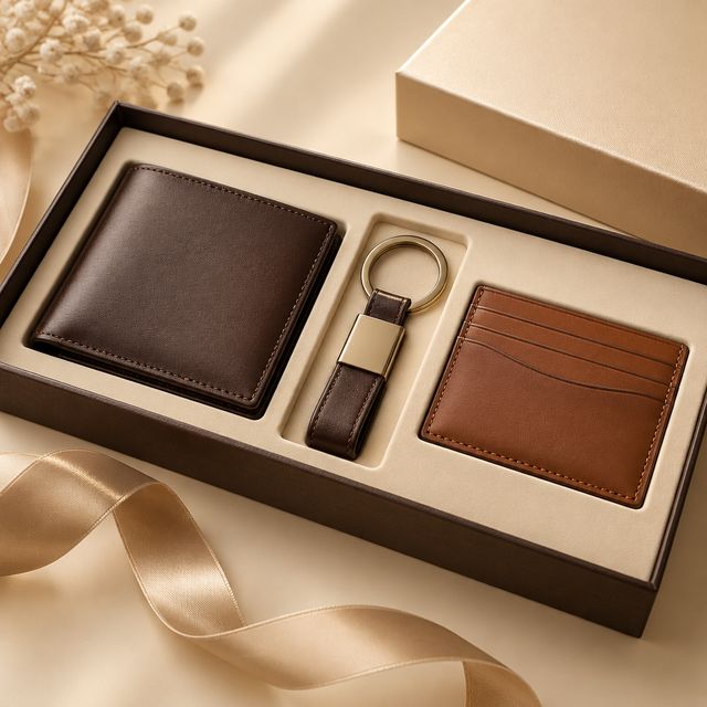 3-in-1 Wallet and Keyring Gift Set for Him and Her