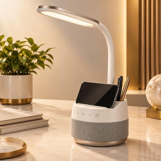 5-in-1 Desk Lamp with Bluetooth Speaker and FM