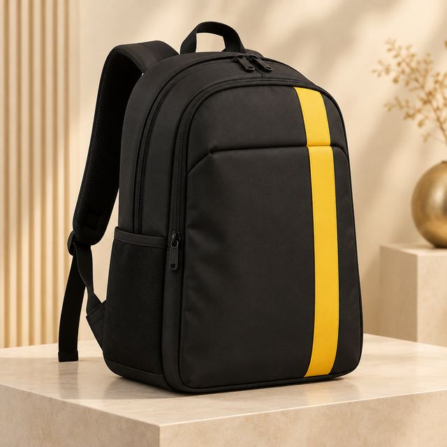 Black Backpack with Yellow Stripe