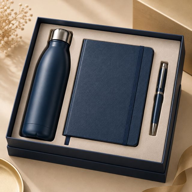 Blue Bottle, Notebook and Pen Gift Box