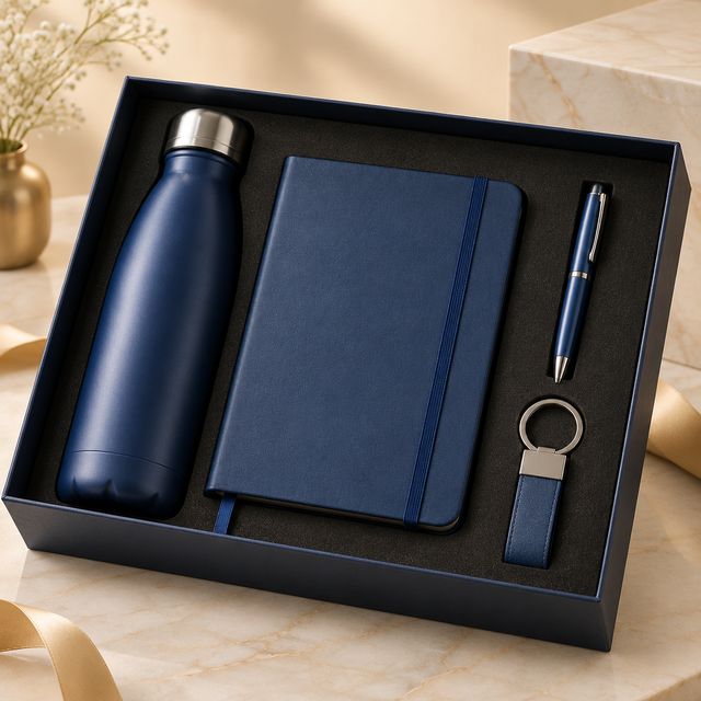 Blue Bottle, Notebook, Pen and Keychain Kit
