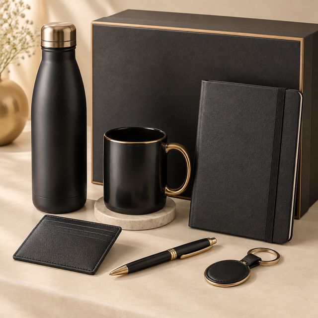 Bottle, Mug, Notebook, Card Holder, Pen and Keychain Set