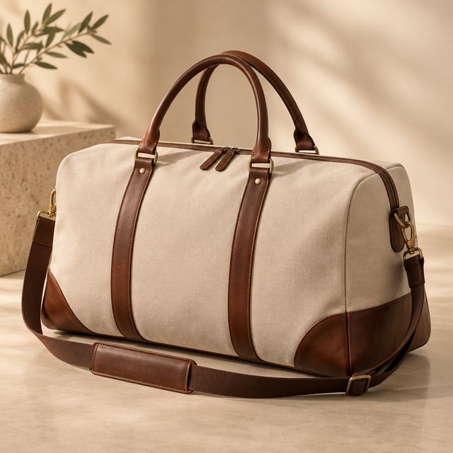 Canvas Weekender with Leather Trim
