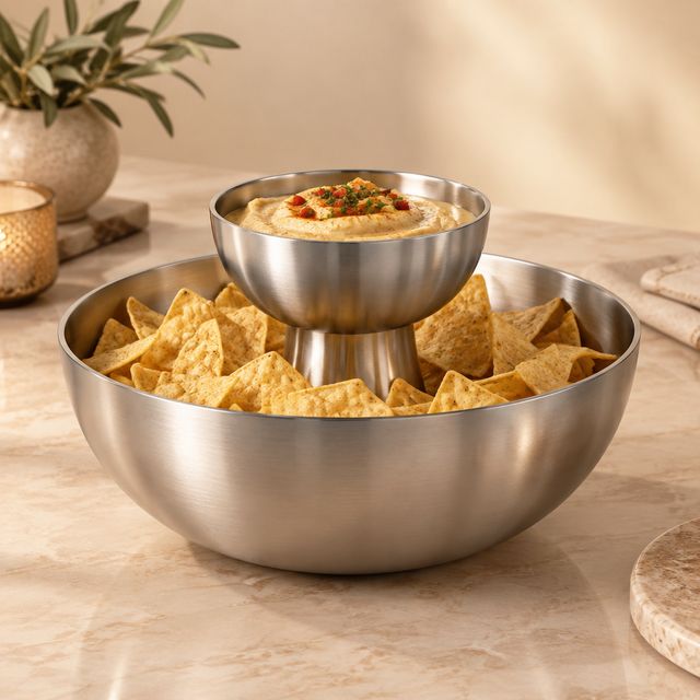 Chip and Dip Steel Bowl Set