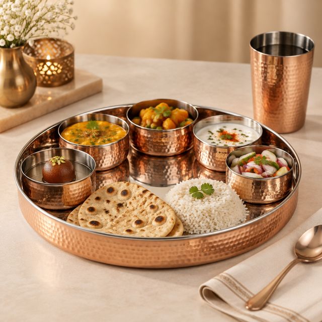 Copper-steel Dinner Thali Set