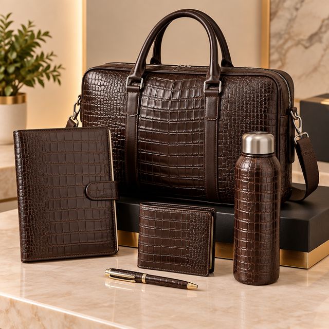 Croc Leatherette 5-piece Combo with Laptop Bag
