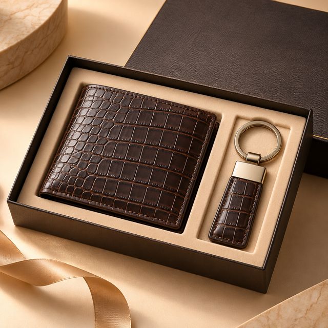 Croc Wallet and Keychain Gift Box