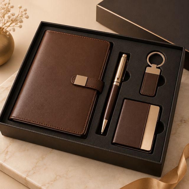 Diary, Pen, Keychain and Card Holder Organiser Set