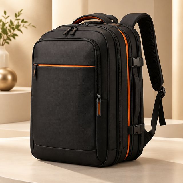 Expandable Travel Backpack with Orange Trim