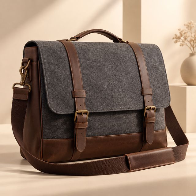 Felt and Leather Messenger Bag