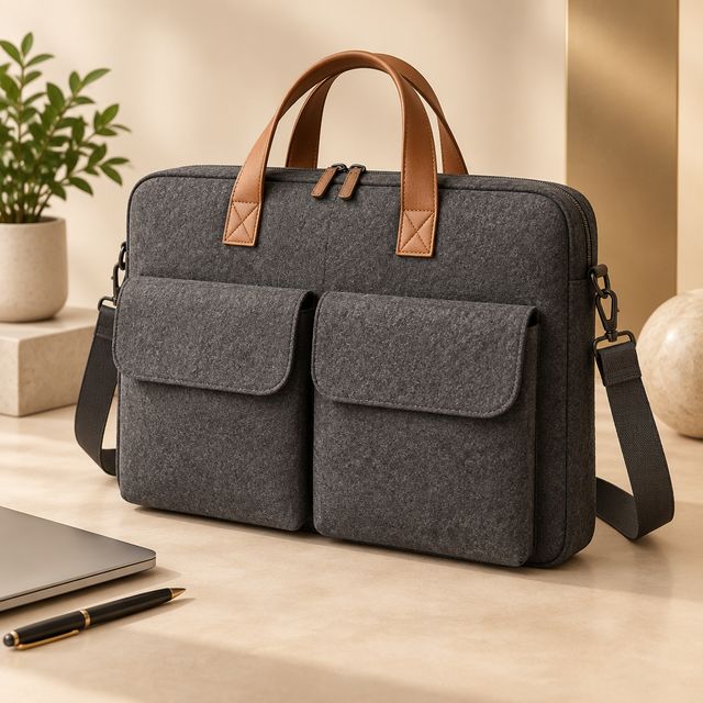 Felt Laptop Bag with Twin Pockets