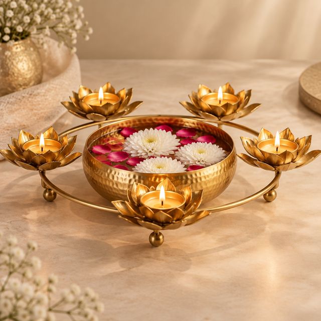 Floral Diya Urli Ring