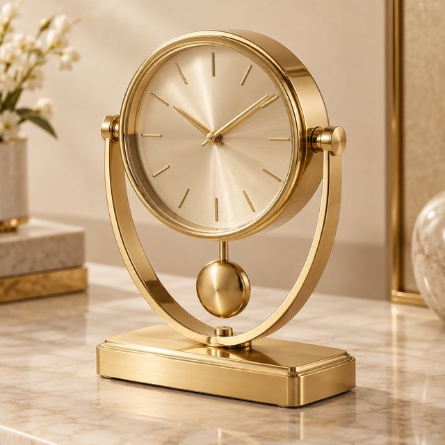 Gold Pendulum Table Clock