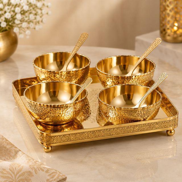 Gold-plated Four Bowl Set