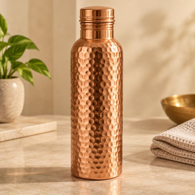 Hammered Copper Water Bottle 1L