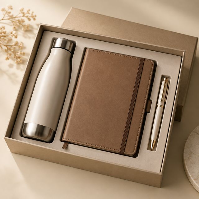 Insulated Bottle, Notebook and Pen Box