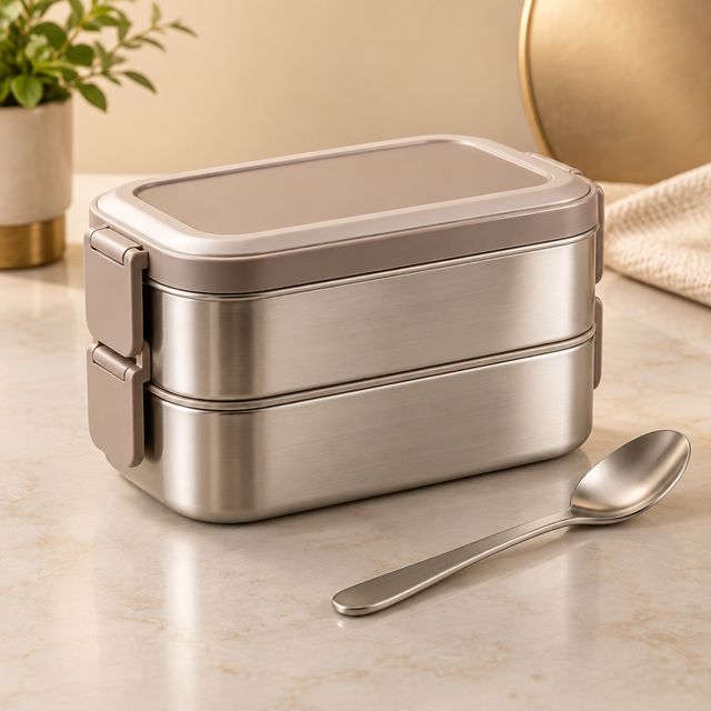 Insulated Steel Lunch Box with Spoon