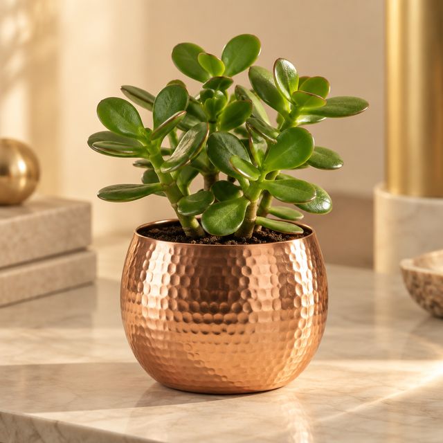 Jade Plant in Copper-finish Pot