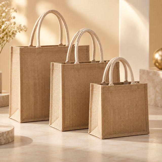 Jute Shopping Bag Set with Rope Handles