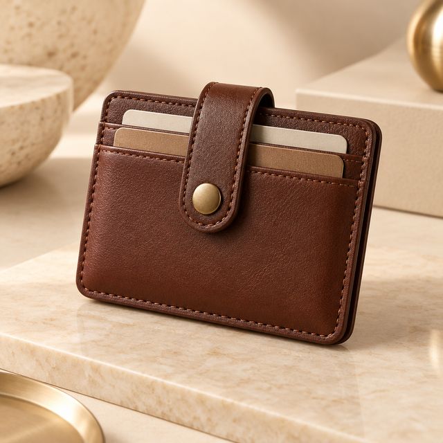 Leather Card Wallet with Snap Button
