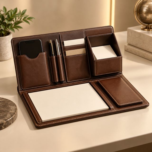Leather Desk Organiser Folio