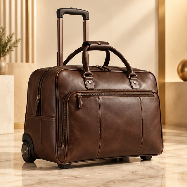 Leather Overnighter Trolley Bag