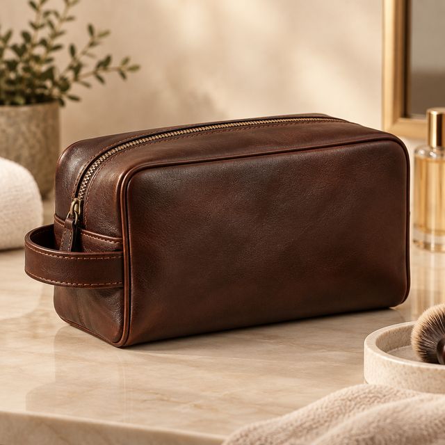 Leather Toiletry Wash Bag