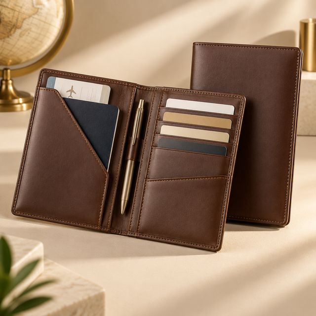 Leather Travel Document Organiser with Passport Slot