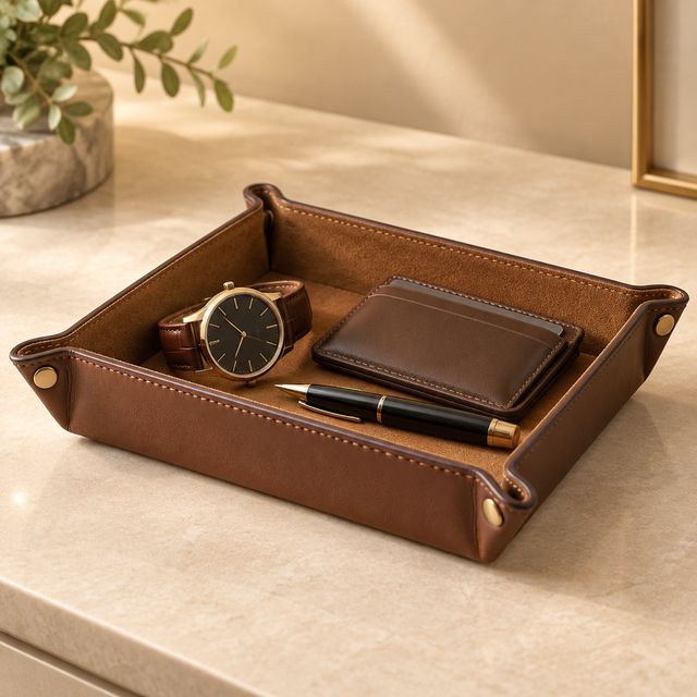 Leather Valet Desk Tray