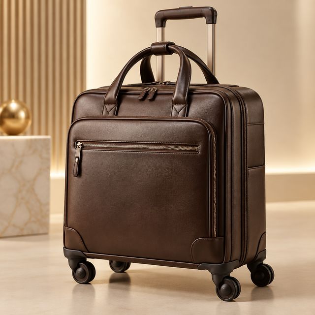 Leather Wheeled Business Trolley