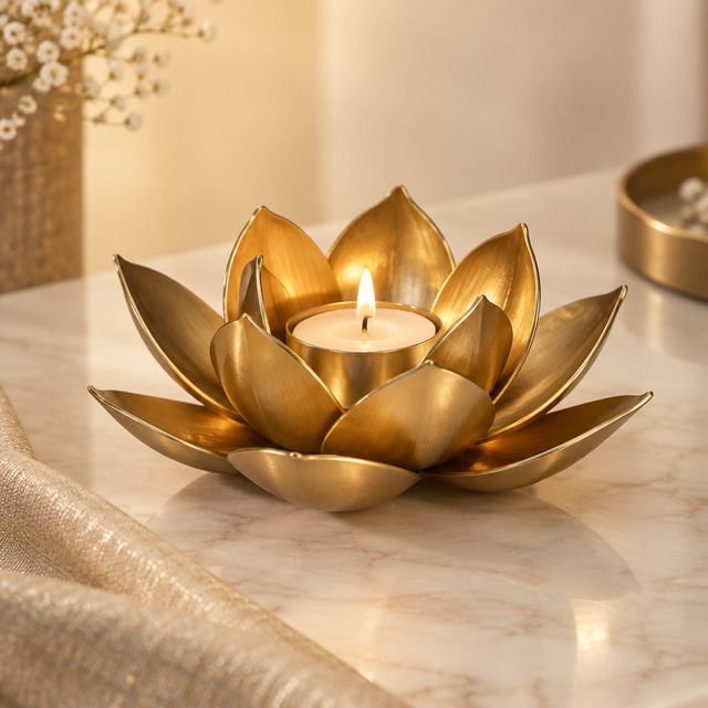 Lotus Metal Tealight Holder