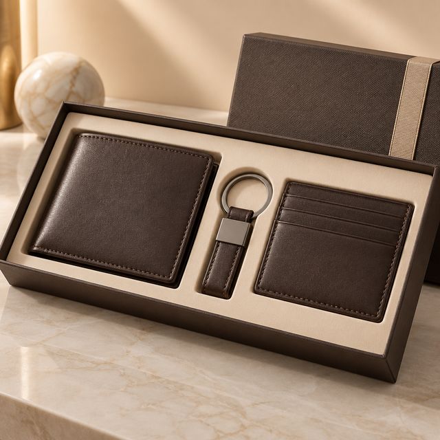 Men's Wallet, Keychain and Card Holder Set