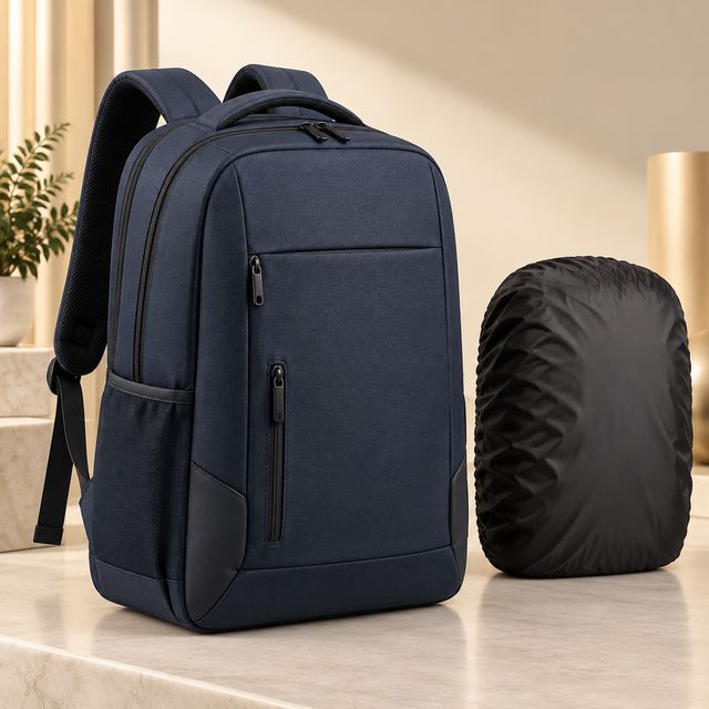 Navy 27L Padded Laptop Backpack with Rain Cover
