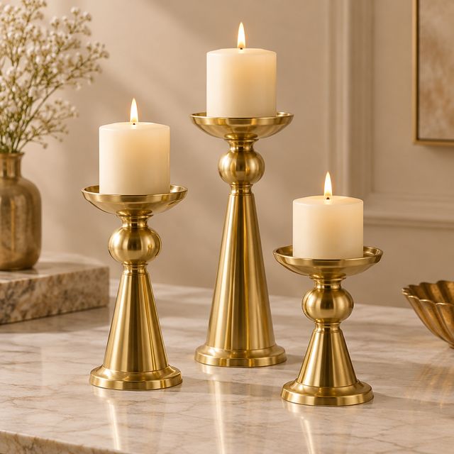 Pedestal Gold Candle Stands