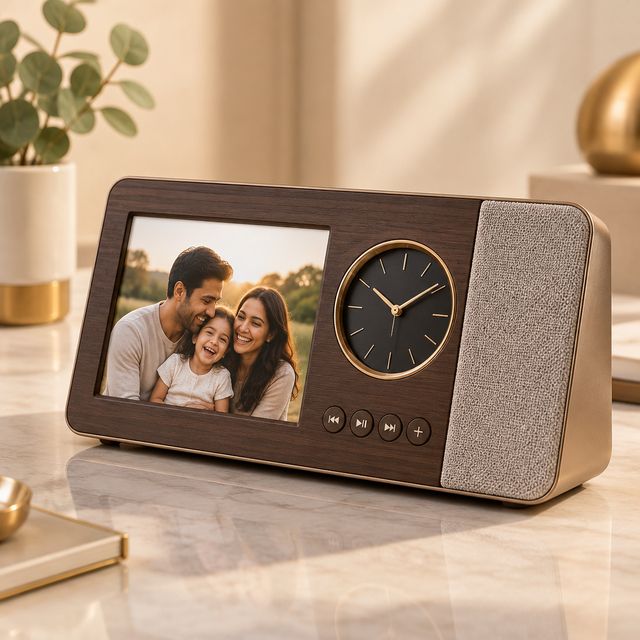 Photo Frame Clock with Bluetooth Speaker