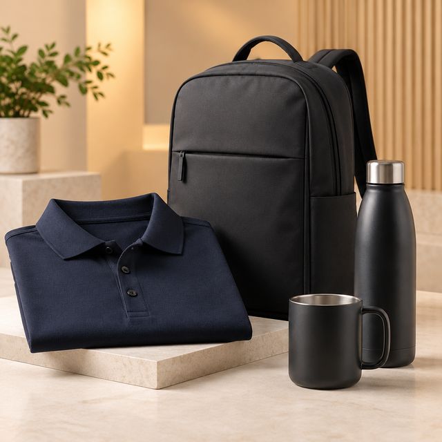 Polo, Backpack, Bottle and Mug Onboarding Bundle