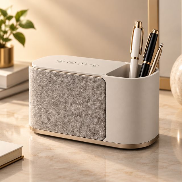 Portable Speaker with Pen Holder
