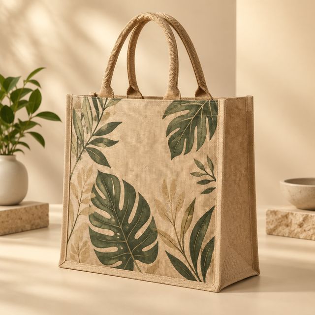 Printed Jute Tote Bag
