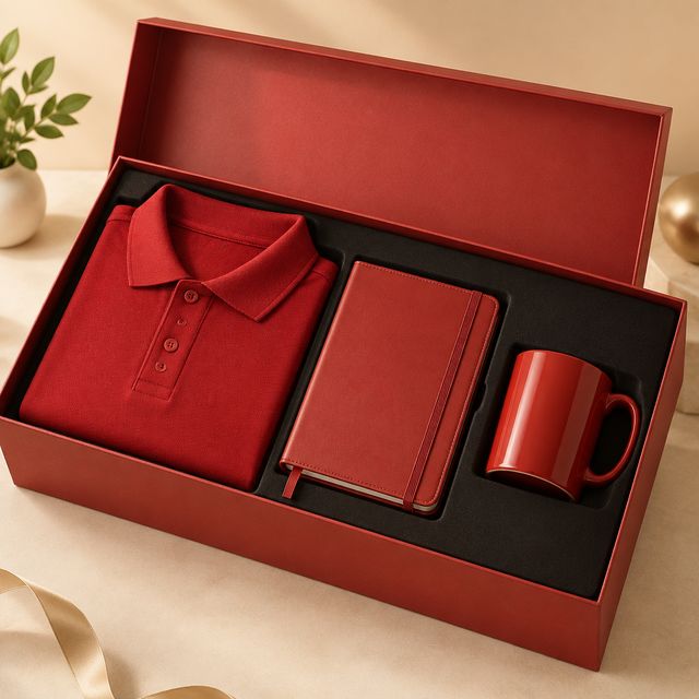 Red Premium Polo, Diary and Mug Onboarding Box