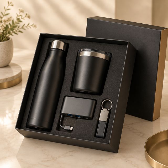 Steel Bottle, Tumbler, USB Hub and Keychain Kit