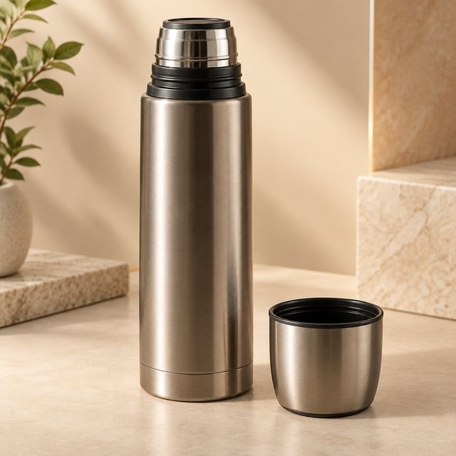 Steel Vacuum Bottle with Cup Lid