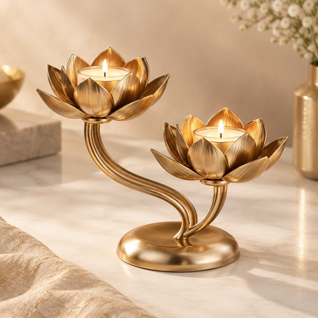 Twin Lotus Tealight Stand