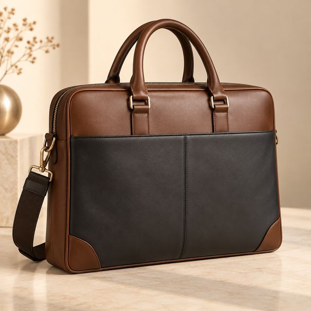 Two-tone Leather Laptop Bag