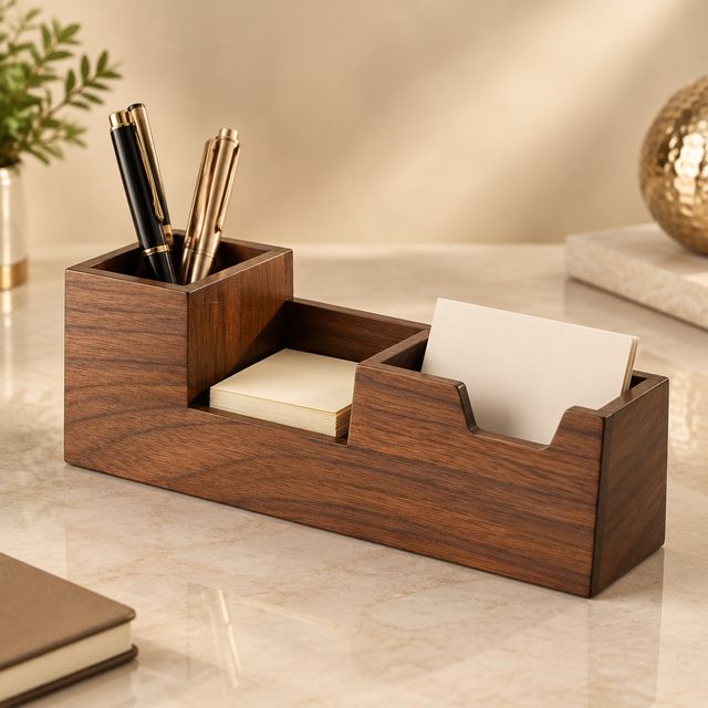 Wooden Desk Organiser with Card Slot