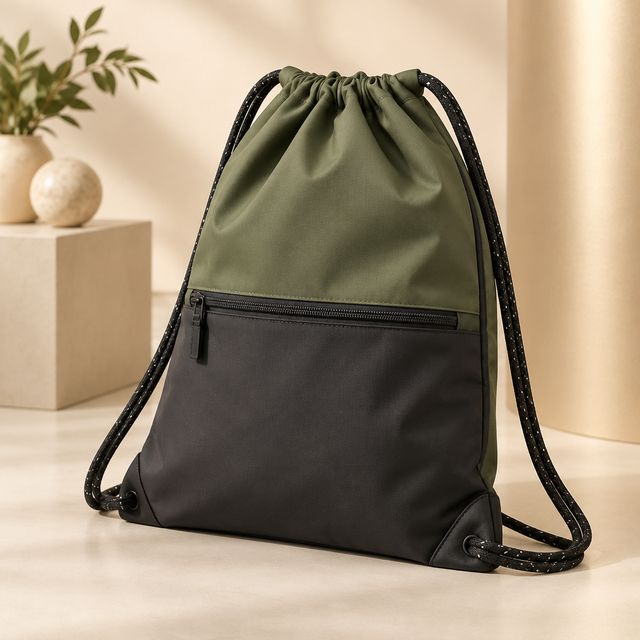 Zip-front Drawstring Backpack